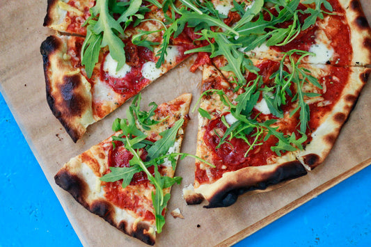 Burnt in edges thin crust pizza - The Woodfired Co