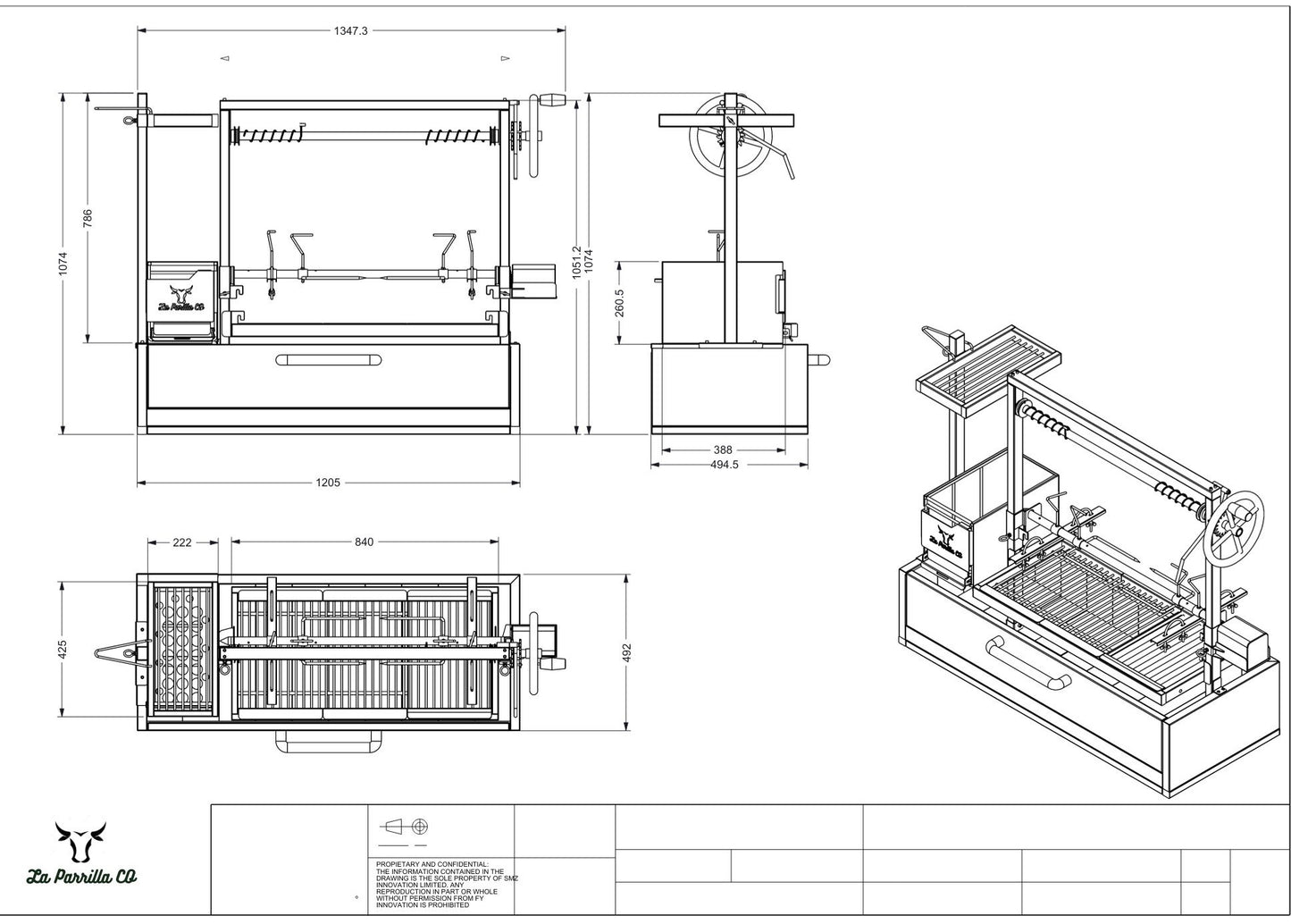 La Parrilla Co 304SS 1200mm premium parrilla grill with inbuilt rotisserie COUNTERTOP VERSION ( PRE ORDER MAY 2025 ) - The Woodfired Co