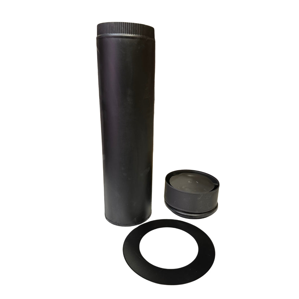 304 Stainless steel insulated triple skin flue kit  - BLACK - The Woodfired Co