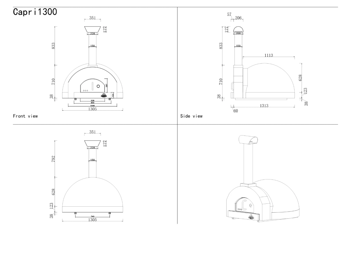 Napoli Capri 1300 woodfired pizza oven - Black -Commercial oven - The Woodfired Co