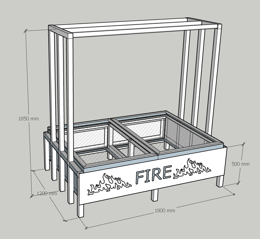 1800MM Commercial Parrilla fire box multi grill - The Woodfired Co