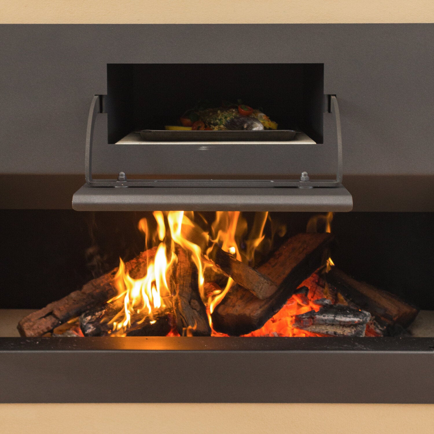 Oven with burning wood - The Woodfired Oven